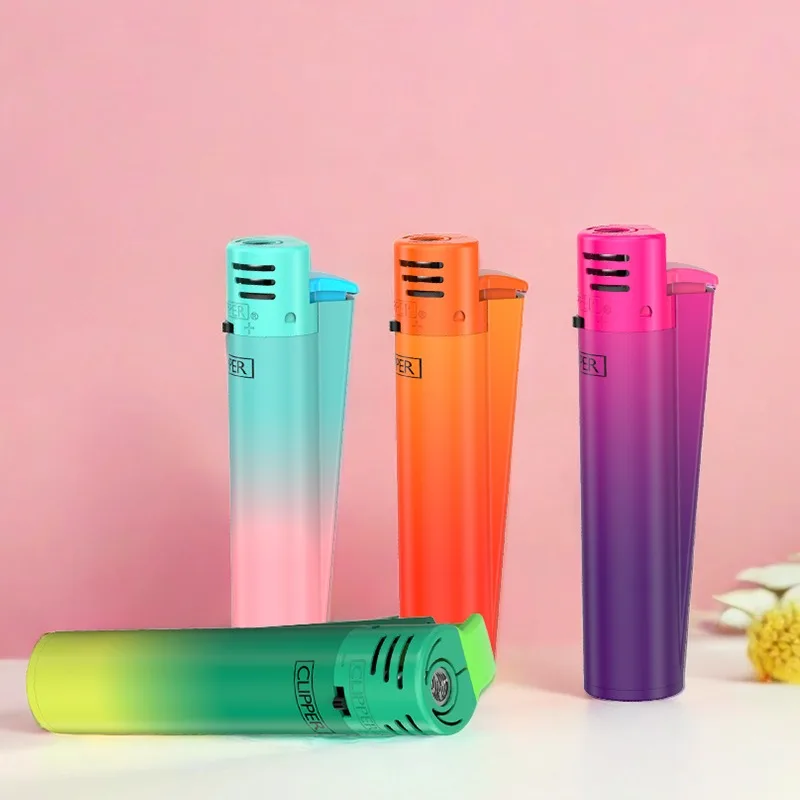 Clipper Lighter Portable Windproof Inflatable Butane Torch Collectible Pink Flame Gradient Style