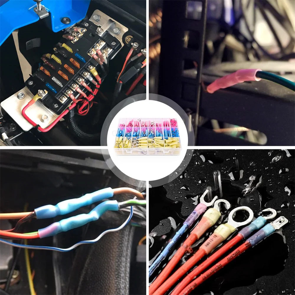 270PCS Schrumpf Draht Stecker Terminal Wasserdicht Marine Automotive Stecker Sortiment Ringe Gabel Haken Spaten Butt Spleiße – Detail 7