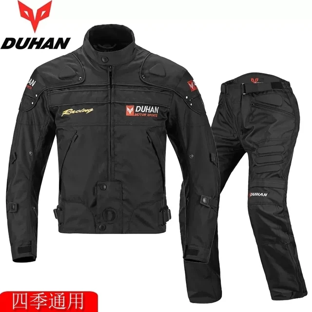 DUHAN Windproof Motocross Jacket Motorcycle Pants Men Motorcycle Jacket Wear-resistant Body Armor Moto Clothing For Winter