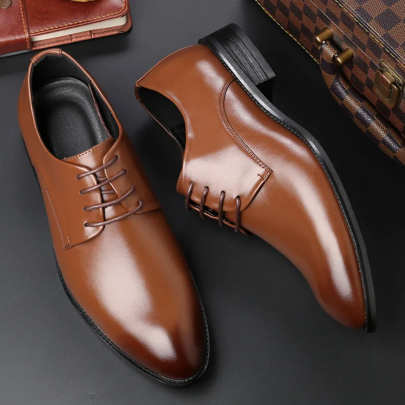 

Classic Derby Shoes Men Leather Dress Lace-up Casual Business Wedding Party Comfortable Shoe For Man Stylish