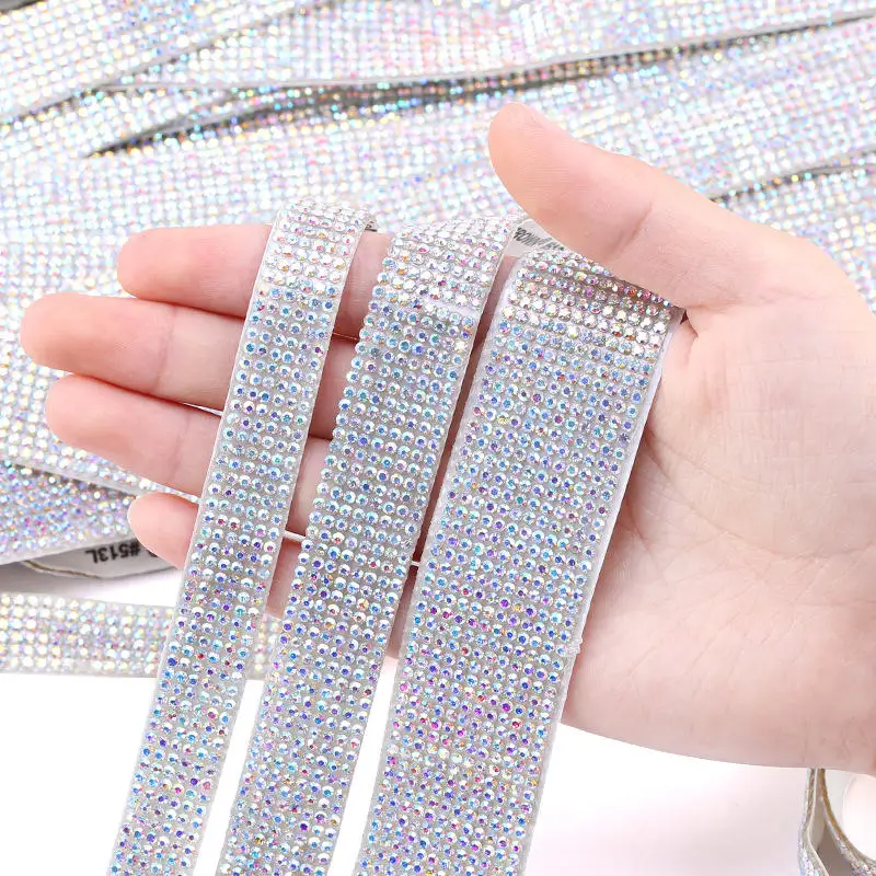 10 야드 라인 석 리본 실버 자기 접착제 크리스탈 다이아몬드 랩 자동차 전화 가방 신발 장식 DIY 예술 공예 웨딩 파티