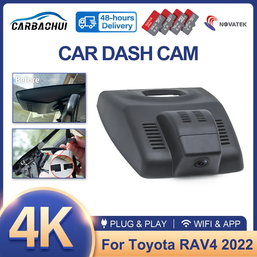 

New ! Car DVR 4k 2160p Video Recorder Plug and play Dash Cam Camera HD Night vision For Toyota RAV4 2022,DashCam Wireless