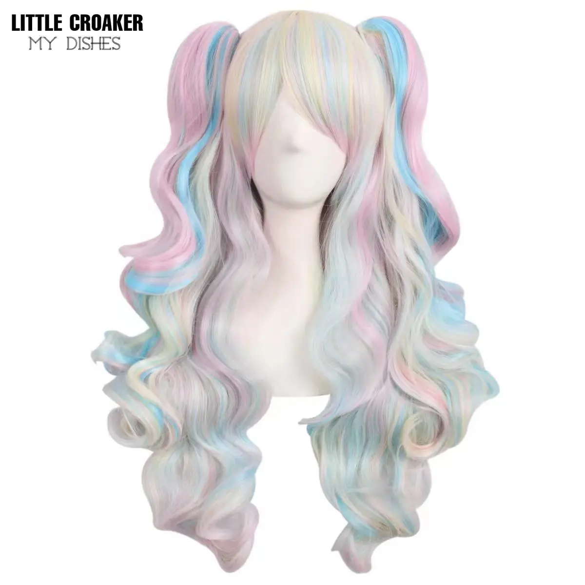 Vibrant Ombre Two-Tone Long Wavy Cosplay Wig with Ponytails