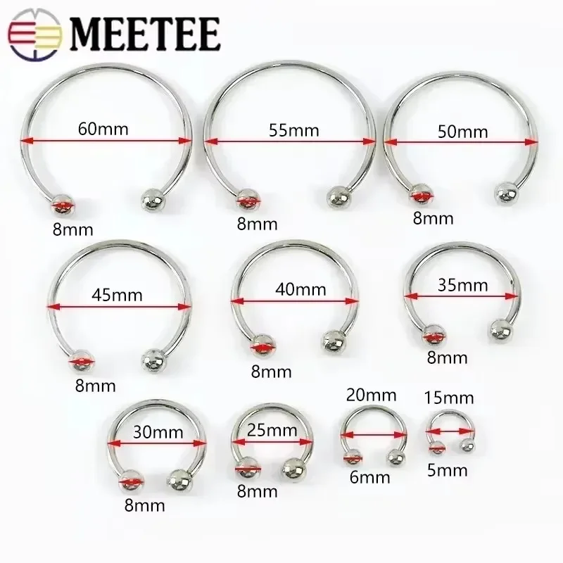 U-shaped Metal Rings Buckle Double-headed Screw Loop Clasp 2/5/10Pcs Meetee 15-60mm for Swimwear Bikini Decor Hat Hook
