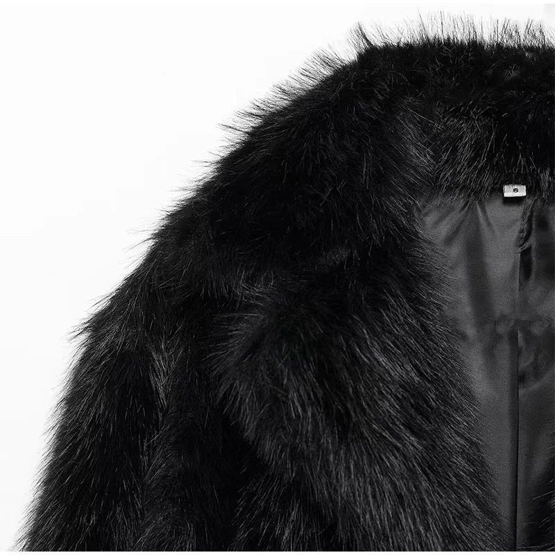 Chaqueta de piel sintética marrón de lujo para mujer, abrigo grueso y esponjoso de manga larga con solapa extragrande, ropa de calle cálida de lujo para invierno.