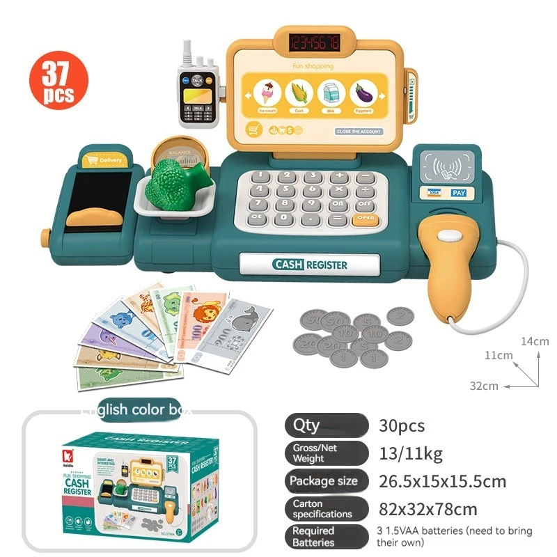 New Children Play House Simulation Supermarket Cash Register Toys Baby Mobile Payment Girl's Birthday Cashier Checkout Gifts 6