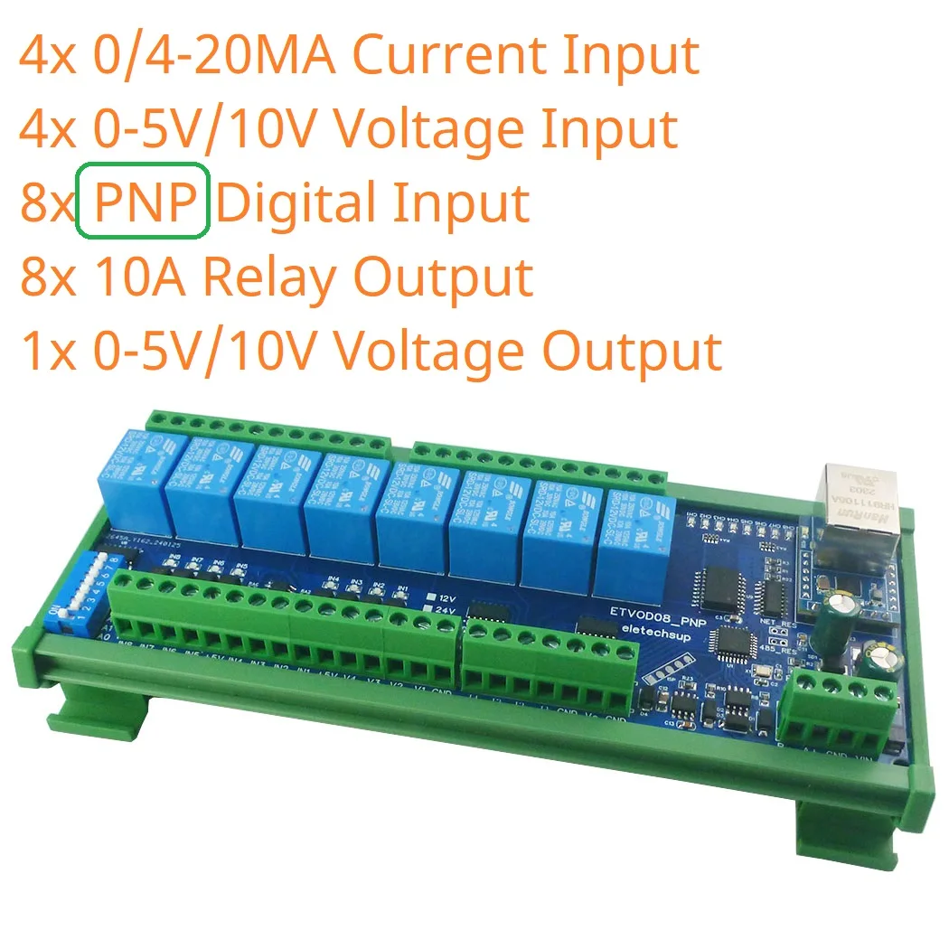 Modulo Relè A Contatto Secco Npn Pnp Di Remoto Multifunzione Do 4-20Ma 0-10V Tensione Di Corrente Uscita Dac Rete Ethernet Modbus Rtu