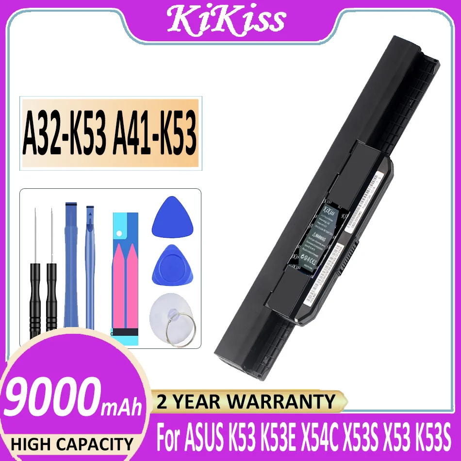 

Аккумулятор KiKiss A32-K53 9000 мАч для ASUS K53 K53E X54C X53S X53 K53S X53E X53SV X53U X53B A41-K53 K43S K43SV K43 K43E