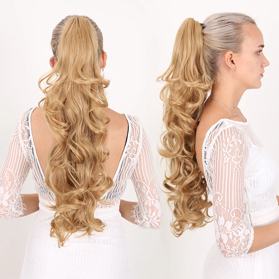 24inch Synthetic Heat-resistant Long Wavy Hair Ponytail Extensions Claw Ponytails Women's Hairpieces fake hair extensions