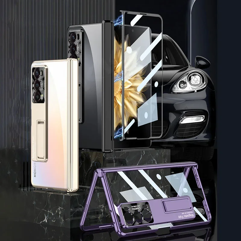 Luxury Plating Transparent Case for Honor Magic V2 Magnetic Hinge Outer Screen G