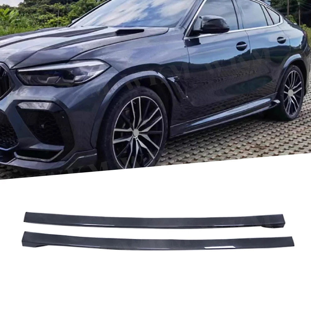 

Carbon Fiber Side Skirts Car Side Bumper Lip Trim Protector Car Side Skirt Cover Bumper Guards BMW F96 X6 2019-2022 FRP Black