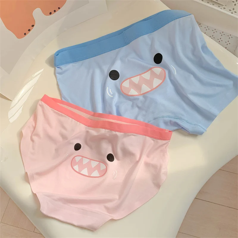 

Sexy Couple Lingerie For Women Men's Boxers Shorts Panties Cartoon Shark kawaii Bragas Sexys Tangas Mujer Lovers Mid Waist Elast