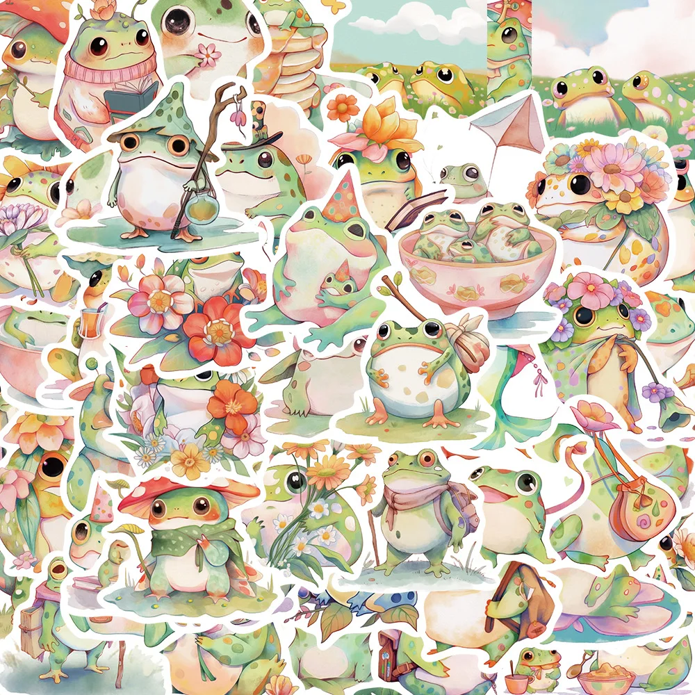 10/30/50PCS Cute Cartoon Colorful Funny Fat Frog Stickers DIY Laptop Luggage Skateboard Graffiti Decals Fun for Kid Gift 10 30 50pcs new ins style cartoon cute stickers waterproof graffiti decals pack diy guitar luggage diary skateboard for kids toy