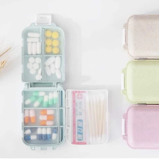 Petite boîte à médicaments scellée à trois couches, pliable avec trois Sections et 8 compartiments, Mini boîte de rangement, 1 pièce 4