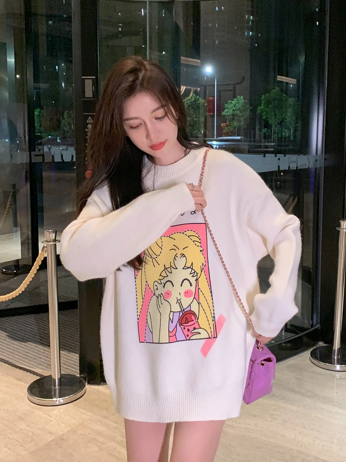 Japanese Anime Streetwear Sweater T-shirts Women Cute Girls Cartoon Sweater  Kawaii Sailor Moon Nightgown Pink Sweaters Clothing - AliExpress