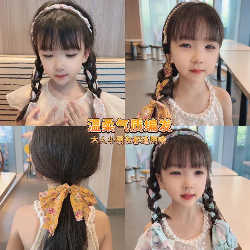 Kinder Blumen Haar bänder und Schals binden Sommer Stirnband Boho täglich tragen geflochtene Haarband Kopfschmuck – Detail 3