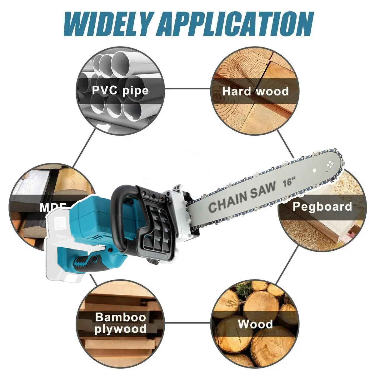 16 inch 2500W Wireless High Power Household Electric Chain Saw Hand-Held Sawing Plastic Metal Garden Cutting Tool for Makita 18V mini chainsaw electric chainsaw electric saw mini electric saw