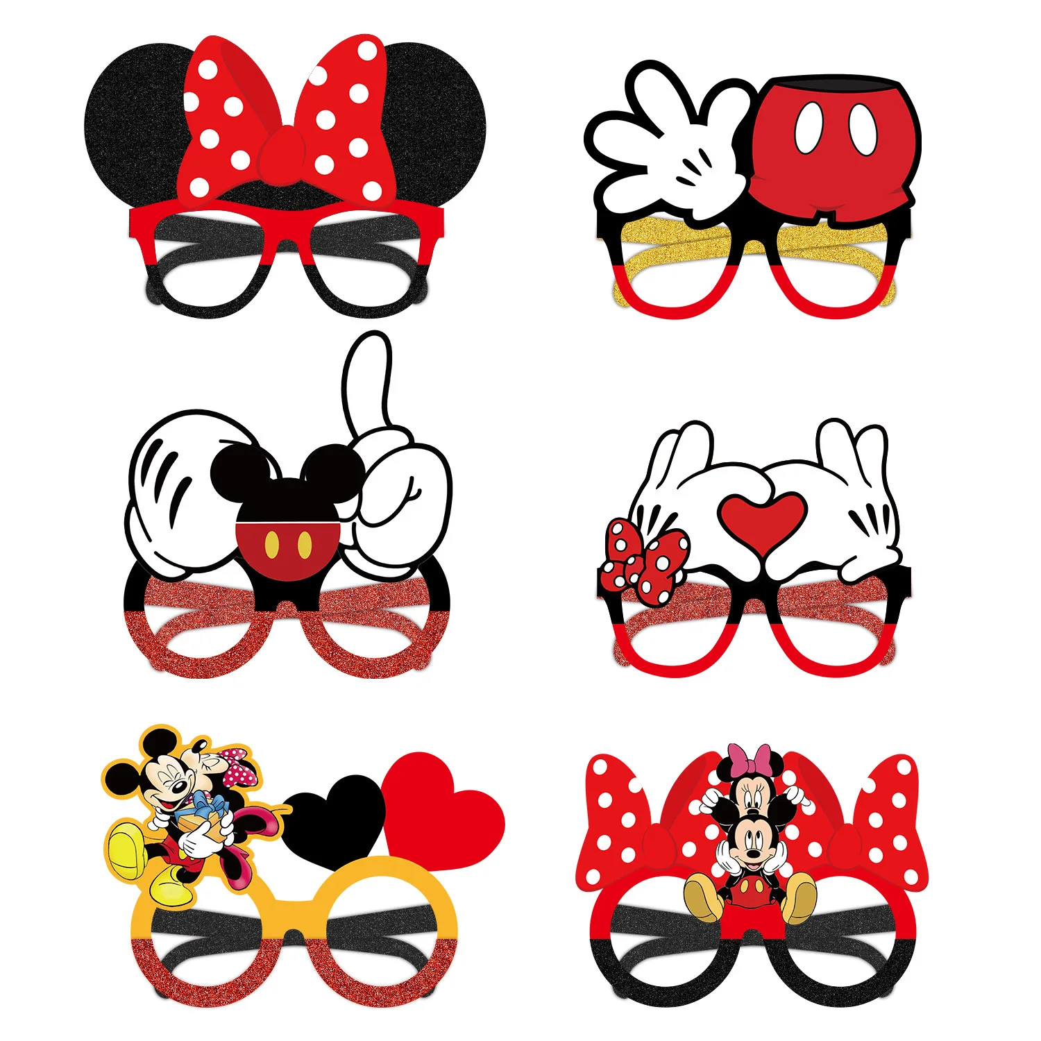 12 Disney Mickey Party Paper Glasses, Minnie Mouse Birthday Party Decorations, Eye Patches, Masks, Photo Props, Accessories,Gift