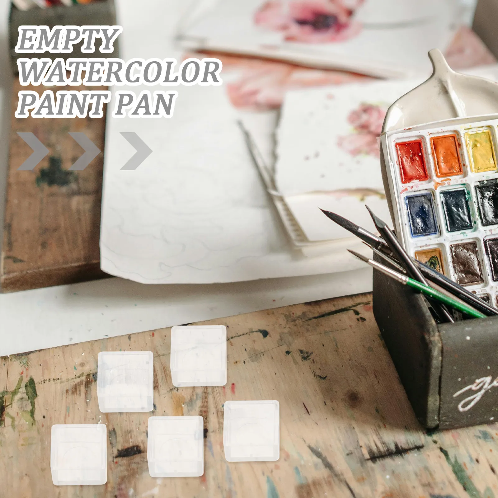 25Pcs 플라스틱 빈 수채화 하프 팬 세트 DIY 그림 그리기 용품 전문 학생 경량 휴대용