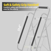 5 Step Ladder Sturdy Steel Step Stool with Anti-Slip Wide Pedals Handrail Safe-Lock Design 800lbs Folding Portable Ladder for M 6