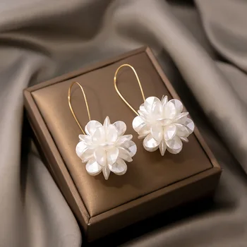 2PC Women's Fashion Trend DIY Pearl Petal Ball Earrings Outdoor Travel Carnival Banquet Party Holiday Dressing Gifts 1