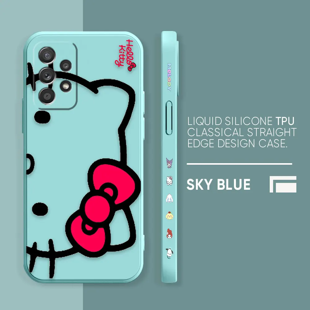 thumbnail image 1 of Case For Samsung Galaxy A91 A73 A72 A71 A53 A52 A51 A42 A33 AO3S 4G 5G Simple Liquid silicone Case Line Art Hello K-Kitty Cat, 1 of 5