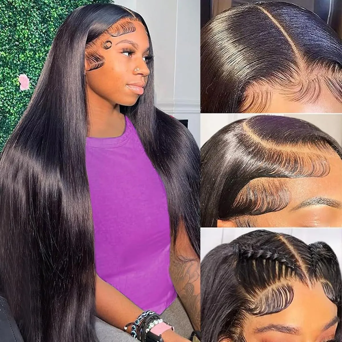 Straight 13x4 Lace Front Wigs Human Hair Wig 200% Density 30 40 Inch 13x6 HD Transparent Lace Frontal Human Hair Wigs For Women 3