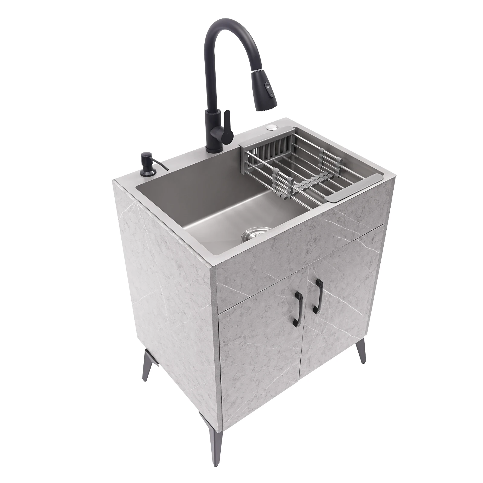 Description Picture 6 of itemGrey Stainless steel and alloy Kitchen and Laundry Sink with Cabinet and Faucet, Cabinet with Sink for Laundry & Utility Room
