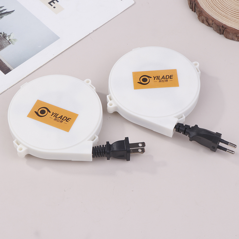  1Pc Automatic Retractable Power Reel Cable 220v Camping Wires Power Reel Cable Sleeves US EU Plug Reel Cable 1.6m 