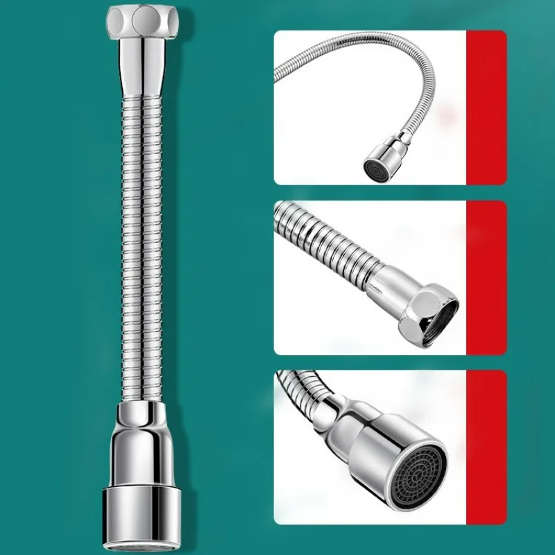 Faucet Adapter 12-30 cm 720&deg; Rotation 1/2'' Metal Faucet Extender Bending Free Tube Splashproof Foam Maker Universal Extension Adapter Filter