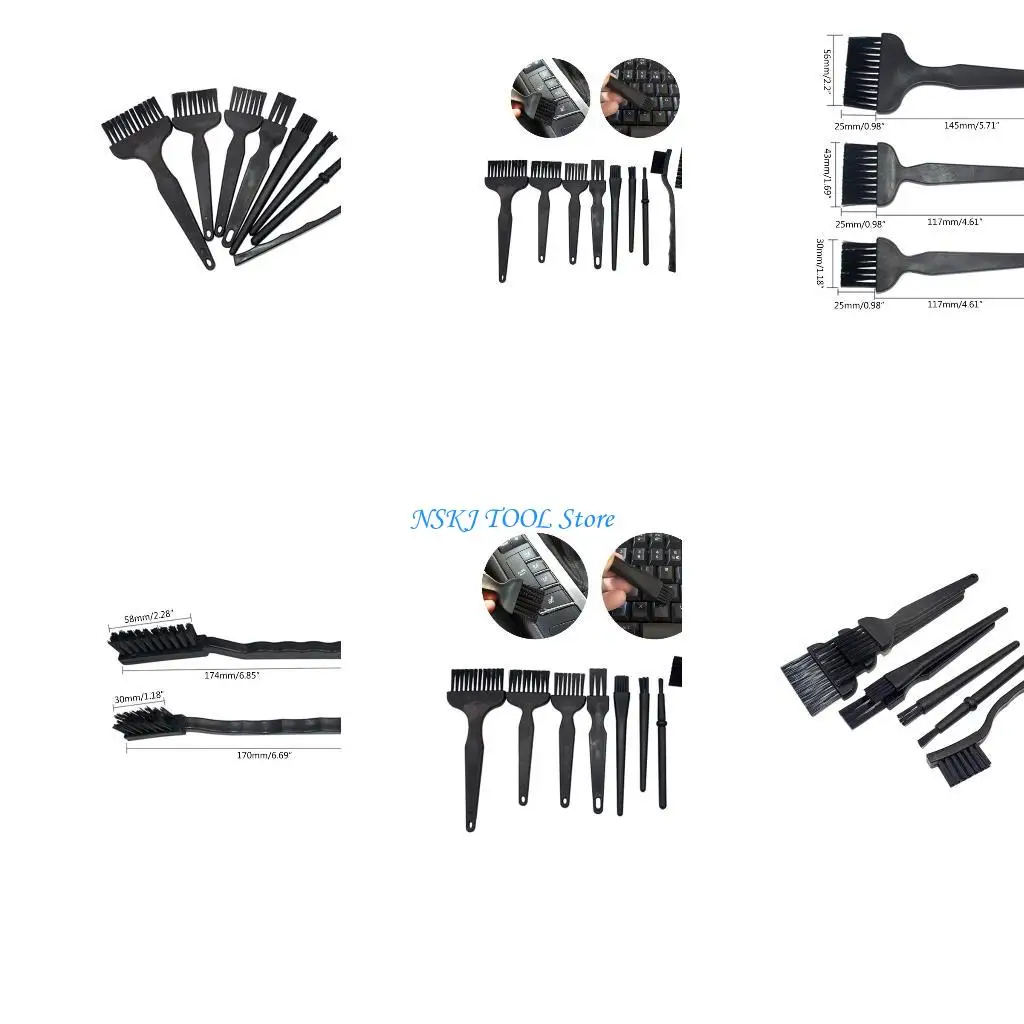 Enhanced Anti-Static Cleaning Brush Set - 9 Pieces