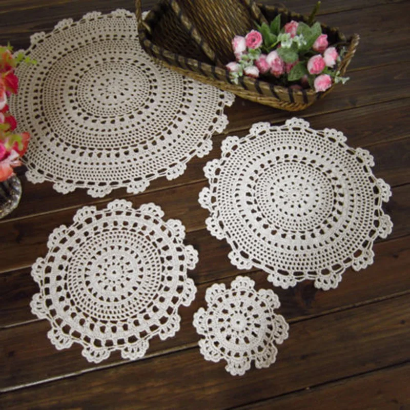 

Decoration Tablecloth Vintage Towel Kitchen Home Decor Handmade Crochet Lace Placemat Cloth Doily Cover Dining