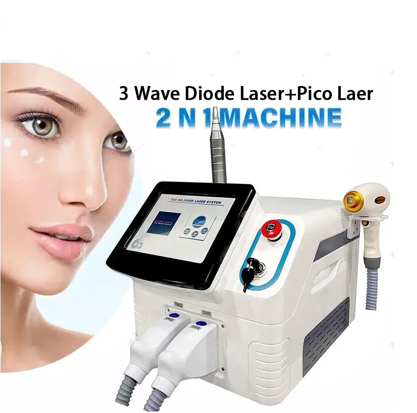 

2023 Newest 2500W 2 in 1 Pico Laser 808nm Machine Picosecond + 808 Hair Removal Machine Diode Laser with two handle