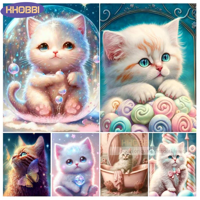 DIY 5D Diamond Painting Kits Cat Diamond Art Craft Tabby Cat Rhinestone Diamond Pictures for Adults Diamond Art Craft for Home Wall Decor(1216)