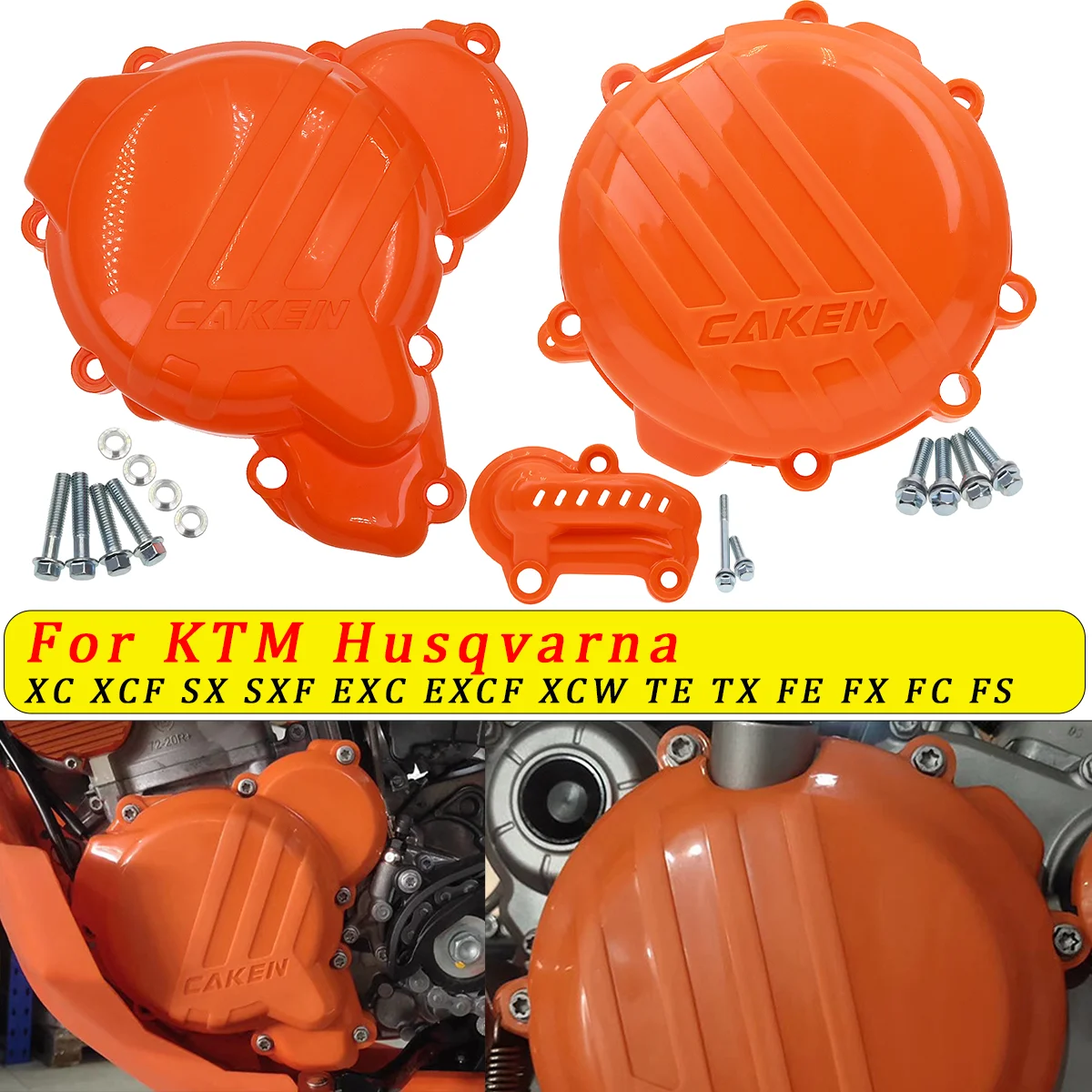Motorrad Kupplung Abdeckung Magneto Motor Wasserpumpe Schutz Set Für KTM EXC SX XCW TPI 250 300 HUSQVARNA TE TC 250i 300i 2019-2023 – Detail 1