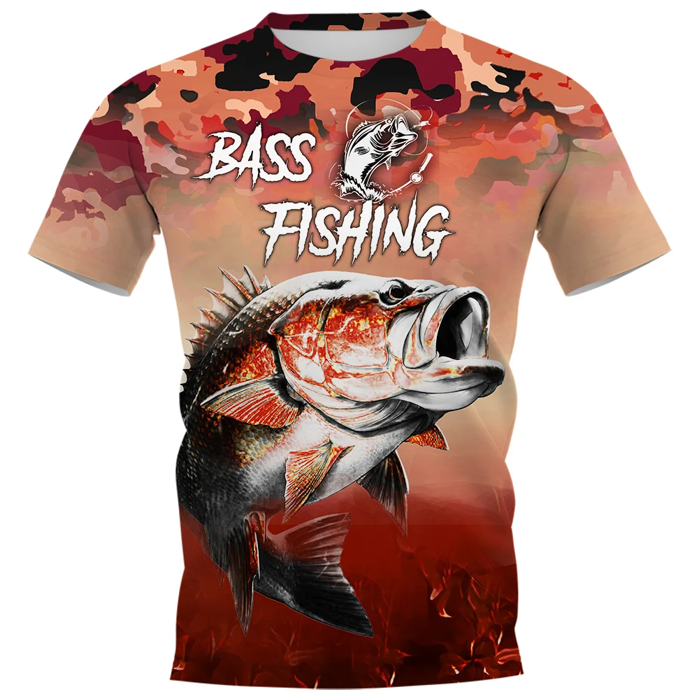 3D Printed T-Shirt Men's Women's Summer Bass Fishing Short Sleeves Casual  Street Loose Comfort Plus Size Men's - AliExpress