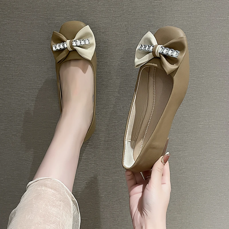 

Туфли женские базовые высокие, элегантные туфли на квадратном каблуке, с круглым носком, с бантом, с открытым носком, 2024