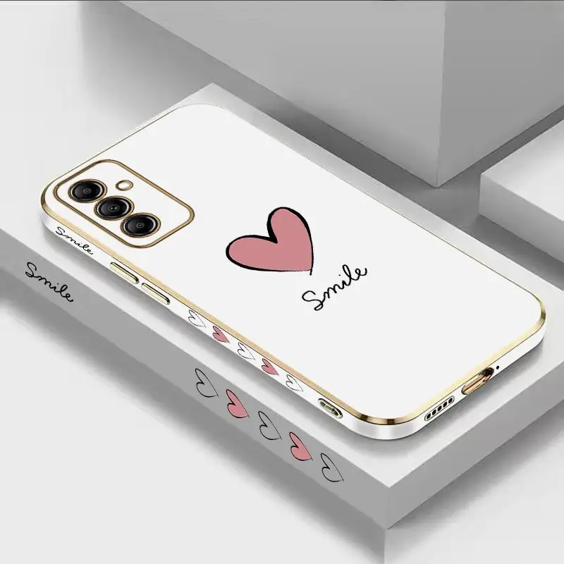 Big Pink Heart Luxury Plating Phone Case Cover