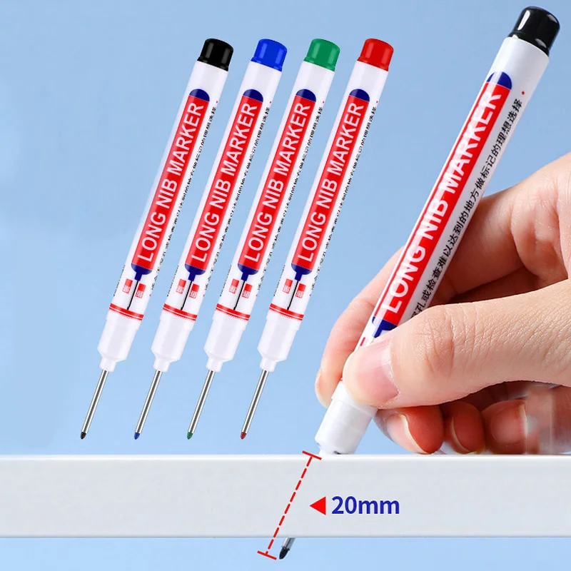 

3PCS Large Capacity Long Head Markers Pen Bathroom Woodworking Decoration Multi-purpose Waterproof 20mm Deep Hole Marker Pens