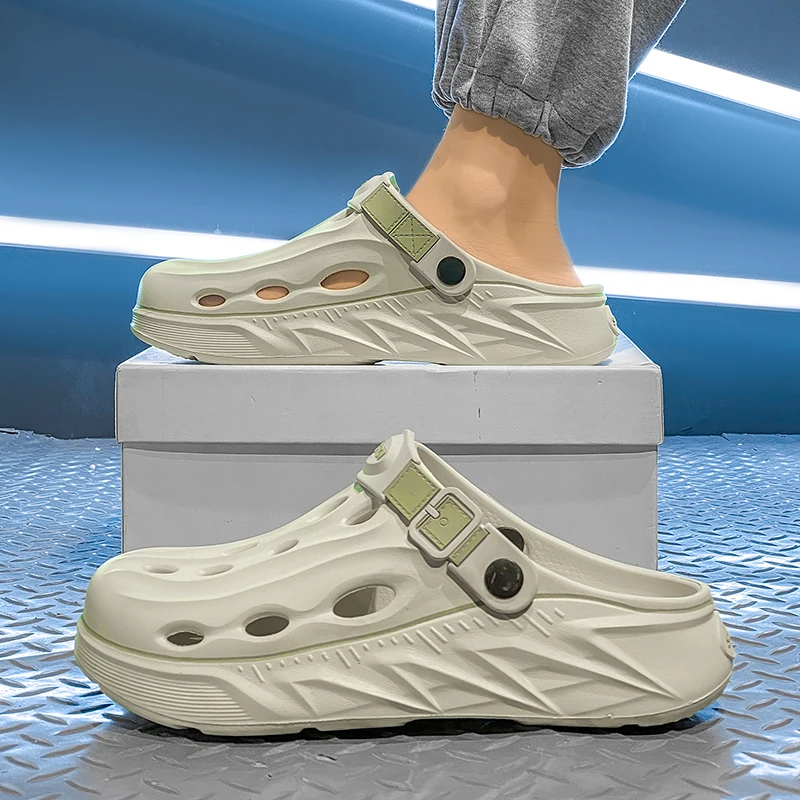 Men's Cave Shoes Summer New Anti Slip Wear Resistant Beach Sandals Oversized Slippers Breathable Baotou Drag Sleepers Men
