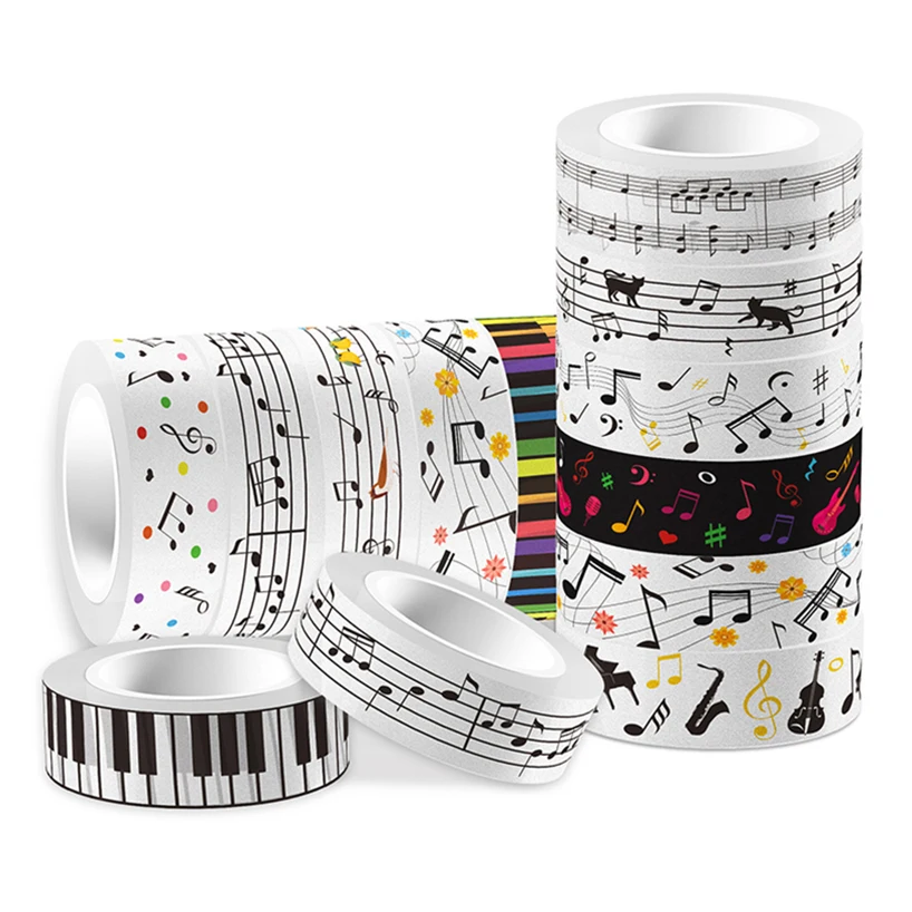 Music Washi Tape 12 Rolls Washitape Scrapbooking Supplies Piano Keys Decorative Adhesive Tape School Supplies Masking Tape 4