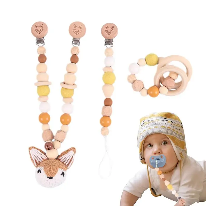 

Держатель для соски, безопасный ремешок, держатель для соски, деревянный Прорезыватель для зубов, Противоударная цепочка с гибким креплением