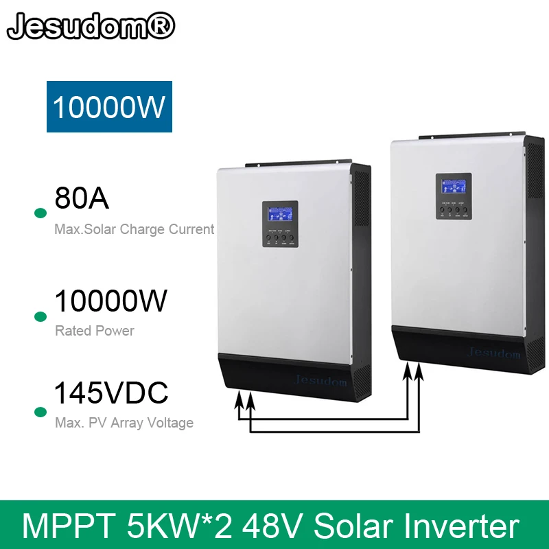 Hybrid Solar Wechselrichter 500VDC 10000W 80A MPPT 48V 230VAC Reine Sinus Welle 