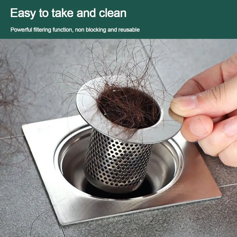 Description Picture 5 of itemStainless Steel Floor Drain Filter Mesh Anti-Clogging Sink Strainer Food Hair Stopper With Handle Shower Leak Net Bathroom Tool