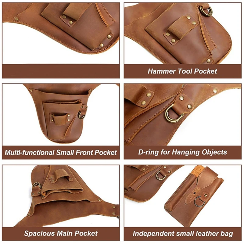 ABMR-Leather Garden Tool Belt, Gardening Utility Belt, Garden Tool Storage Bag For Gardeners And Gardeners