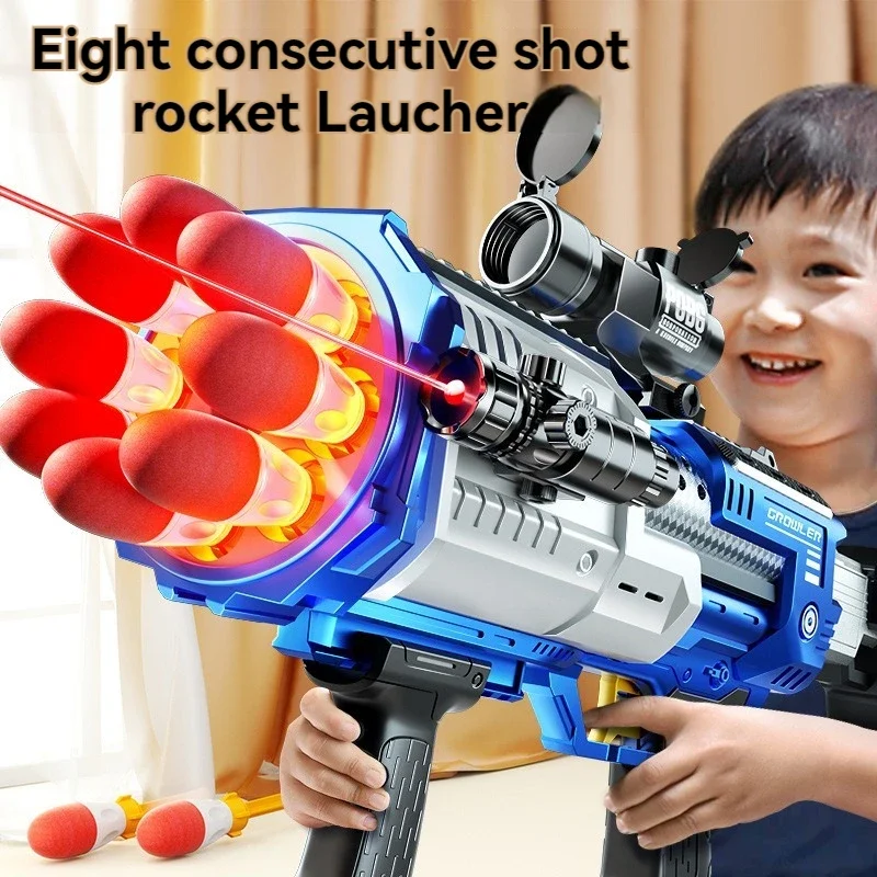 

Electric Rocket Launcher Light Bazooka Sound Soft Bullet Gun with Light Dart Kids Boys Birthday Gifts