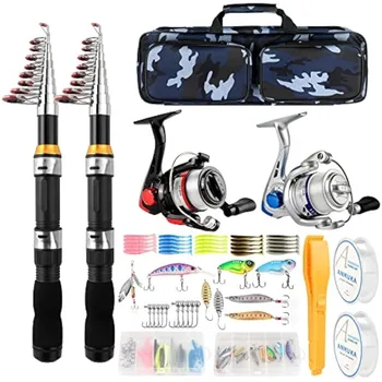 Telescopic Fishing Rod Reel Combo 2PCS 6.89FT Collapsible Fishing Pole Spinning Reel Lures Accessories 1