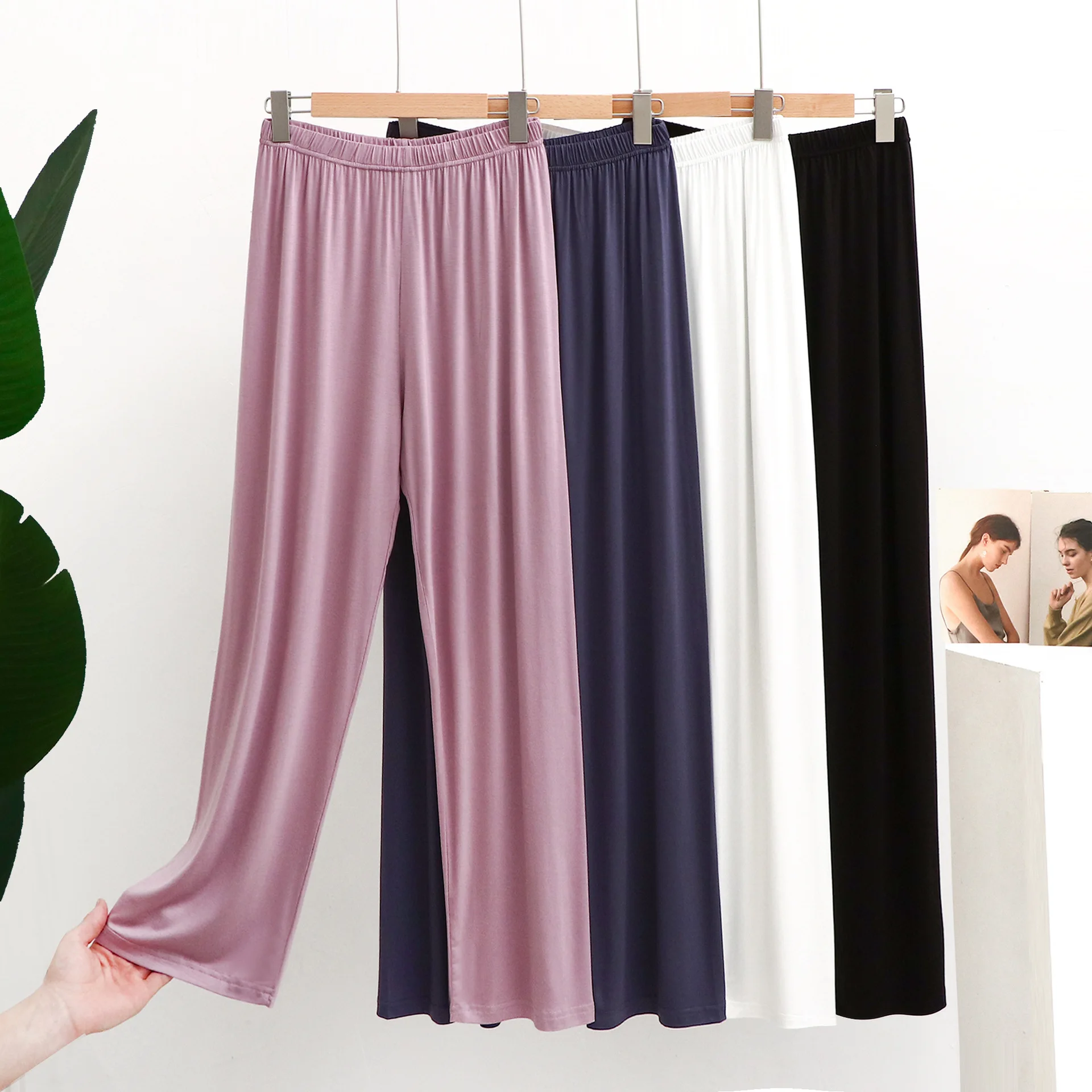 

Modal Pajama Pants Thin Homewear Mosquito Proof Long Pants Soft Smooth Draping Relaxed Casual Home Sleepwear Women Pants