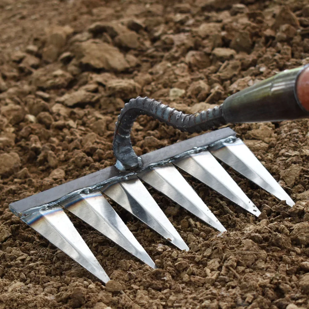 Weed Remover Steel Loose Soil Weeder Sharp Garden Hand Rake Tool Durable Gardening Weeding Rake Agricultural Tools