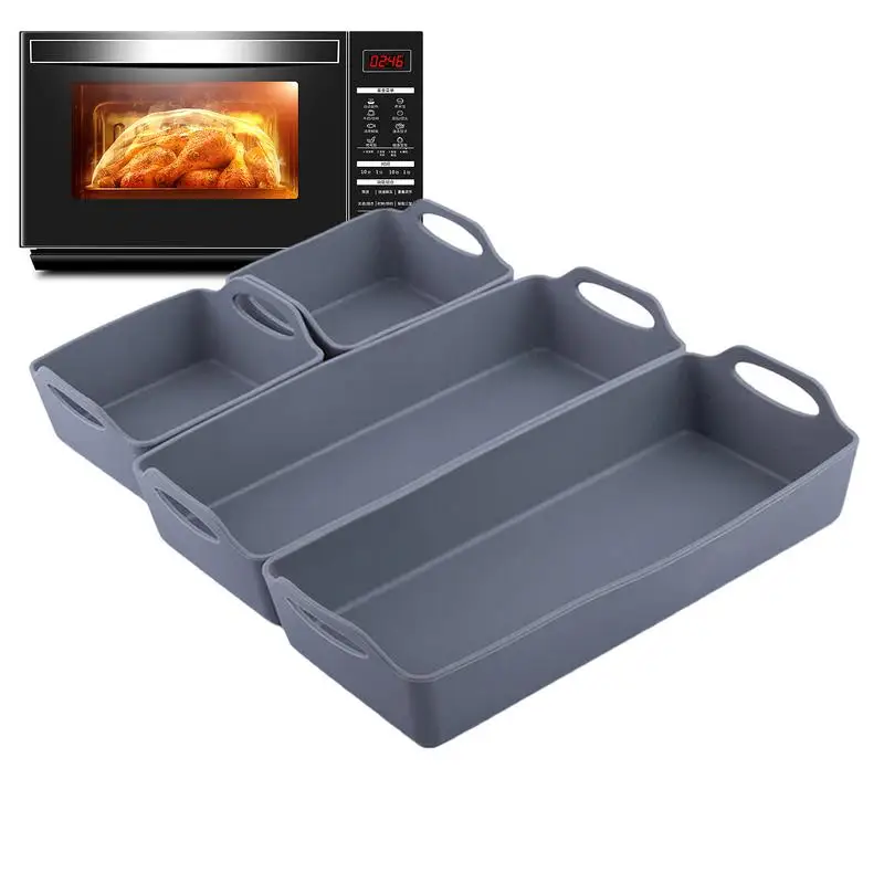 

Silicone Baking Sheet Pan Set Of 4 Baking Tray Pan In Silicone Kitchen Cooking Necessities Easy To Hold Baking Trays For Hot